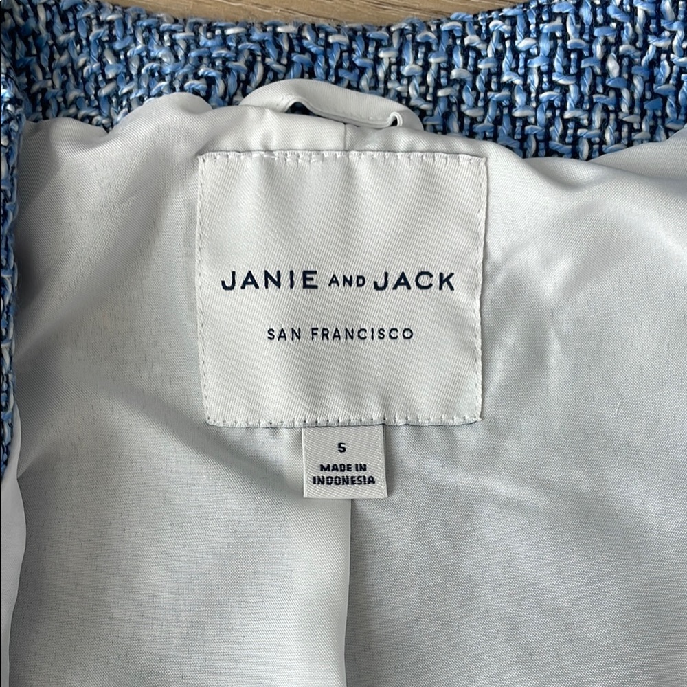 Janie and Jack Blue and White Textured Two-Piece Set size 5 and 4 - Picture 6 of 7